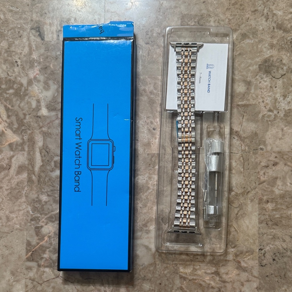 Slim Metal Band for Apple Watch. Stainless Steel Strap. Silver/Rose Gold